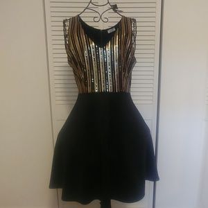 Black + Gold Sequin Party Dress